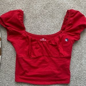 NWT Red Hollister Cropped Babydoll Tee